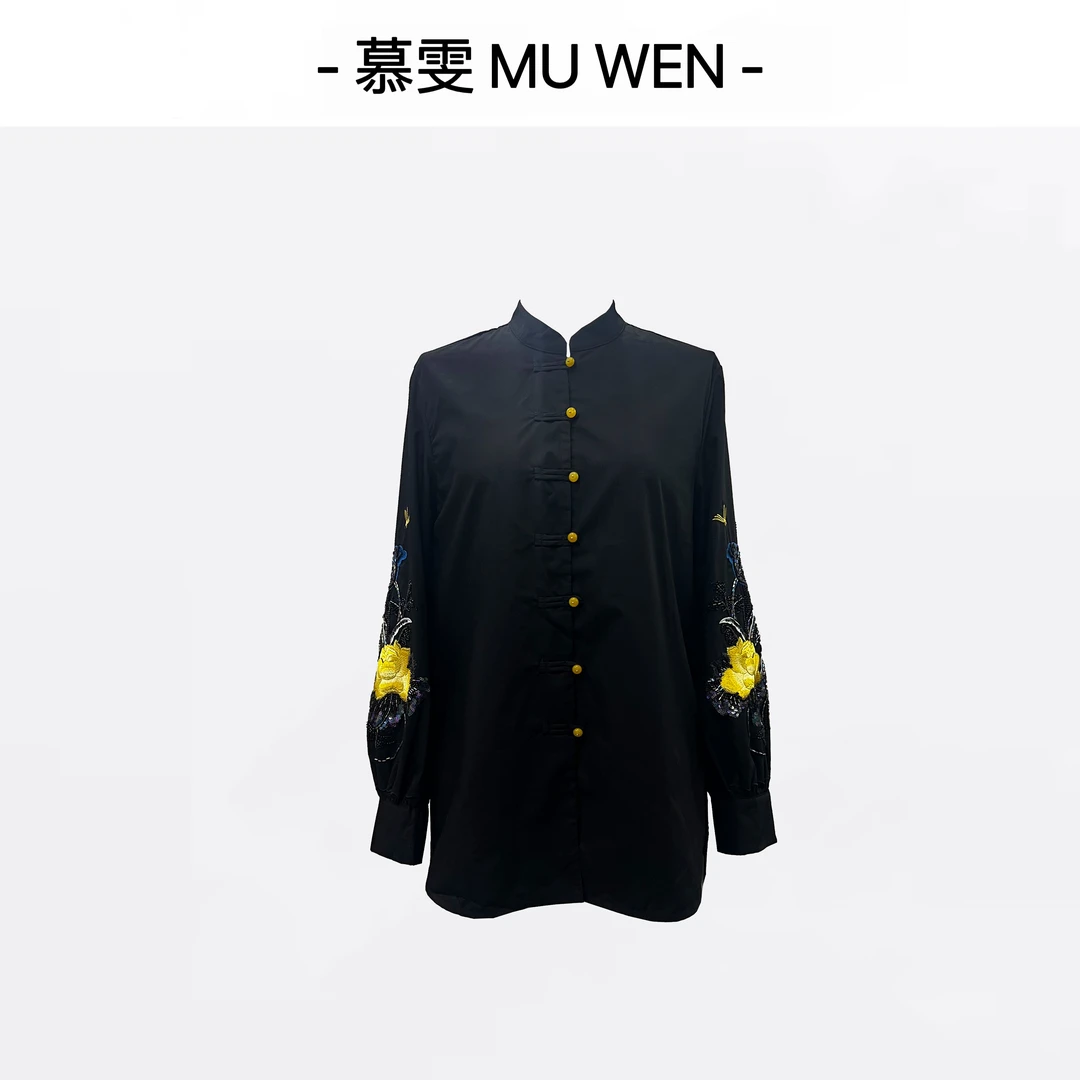 【洒脱风度】新中式国风高级刺绣钉珠手工盘扣贵气衬衫251478631