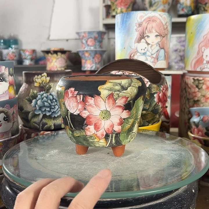 满38包邮 景德镇幸运花盆