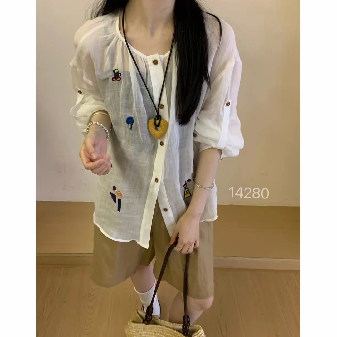 14280  SANFAN  新款刺绣款圆领防晒长袖开衫