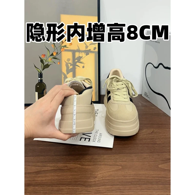 8CM内增高运动鞋女士2025新款鞋子透气德训鞋时尚阿甘鞋厚底女鞋