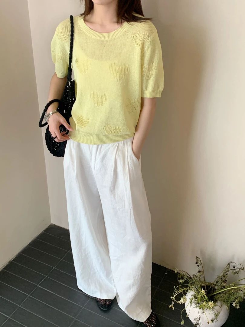 【DUODUO 509933】和纸纱圆领针织衫短袖夏季新款女宽松针织衫
