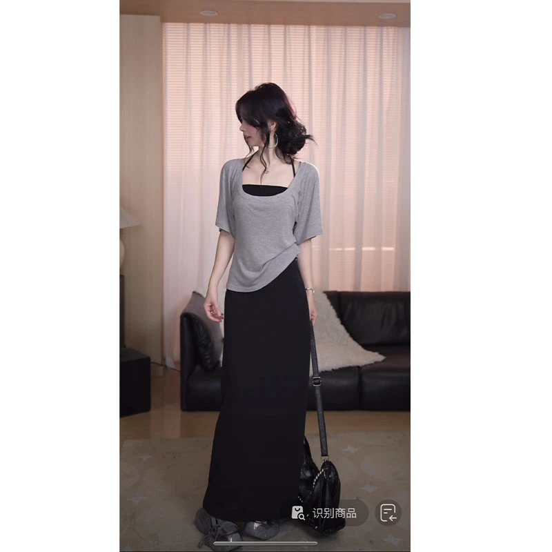 【小说女主半身裙】气质时尚百搭简约宽松中腰半身裙D5302111372#