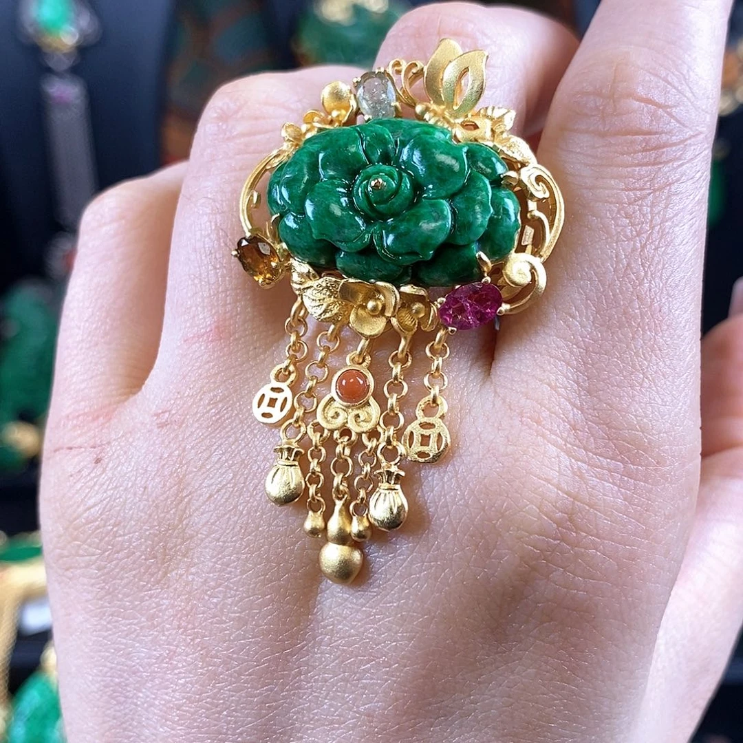 翡翠银S925镶嵌戒指戒指