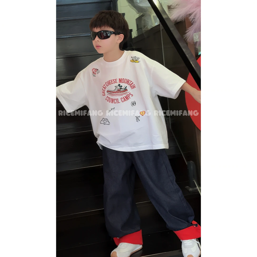 米饭童装【划船T】儿童春秋男童针织韩版宽松短袖T恤 RICE MIFANG