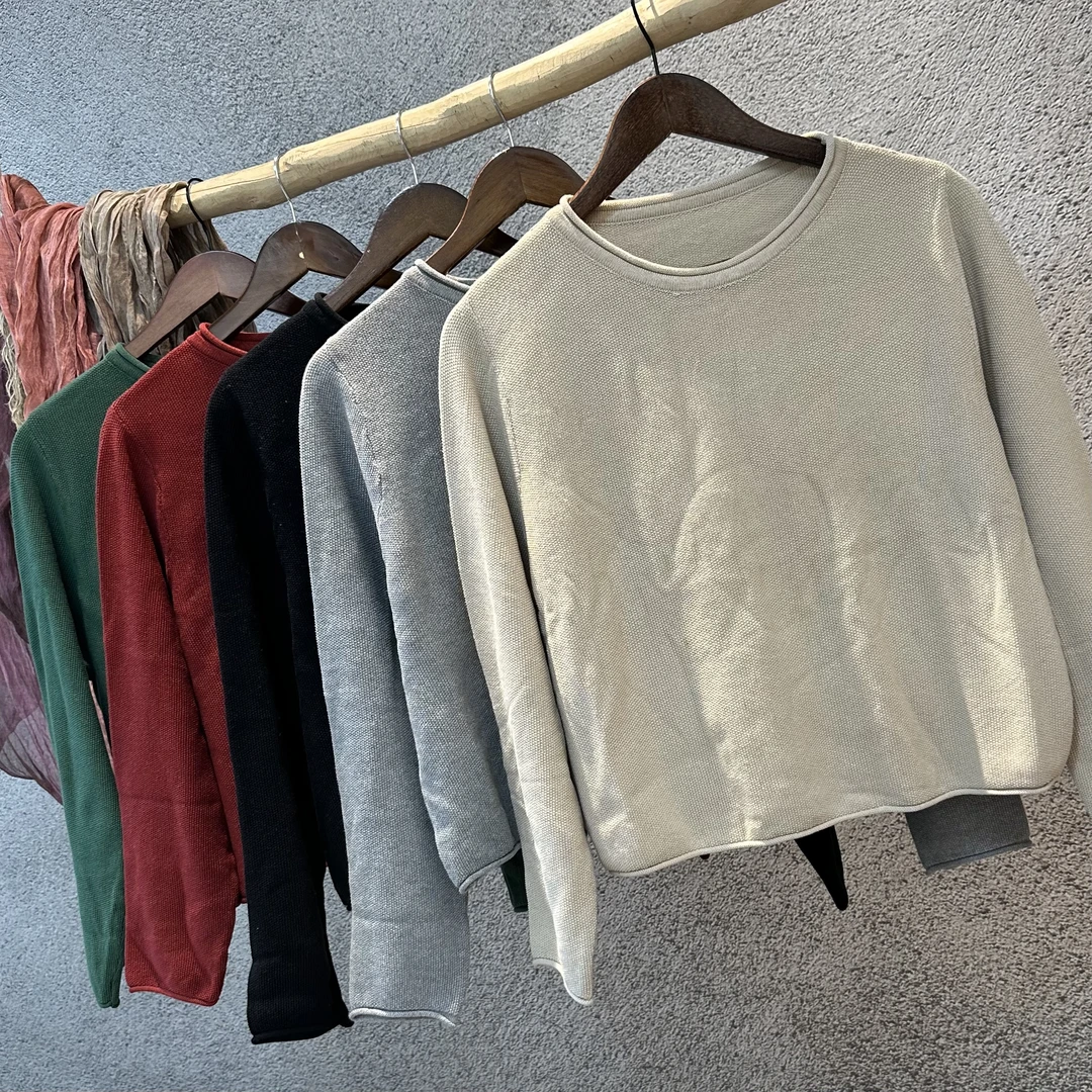 秋季新款短款简约百搭显瘦百搭套头针织衫2519