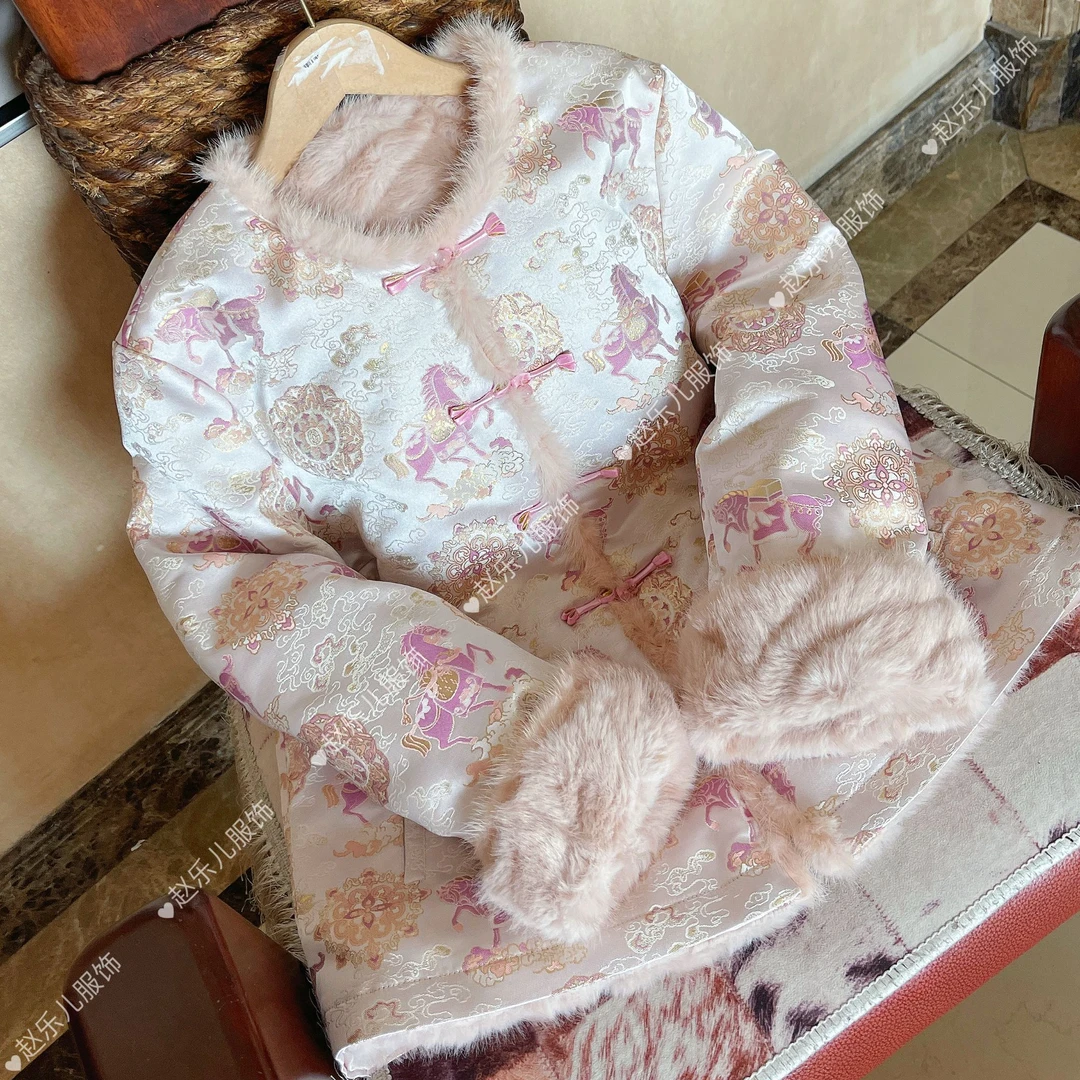 新款气质国风保暖两面穿水貂皮毛一体加厚冬季柔软保暖S067