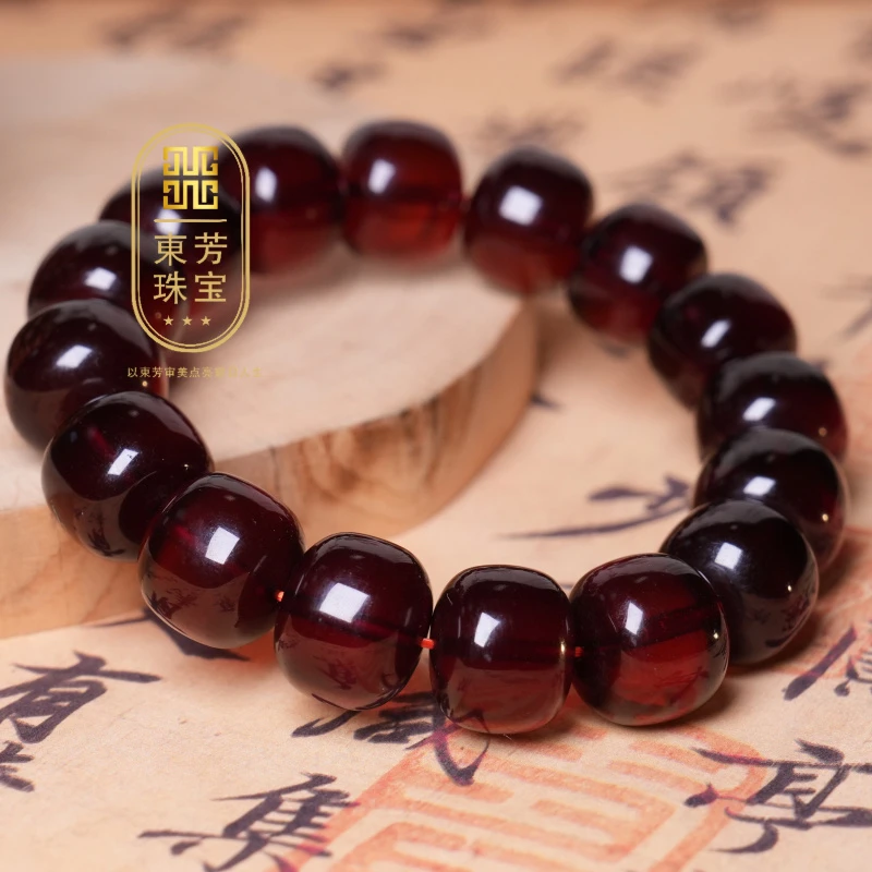 東芳珠宝-15mm缅甸天然琥珀血珀手串老型珠手串琥珀手串百搭经典