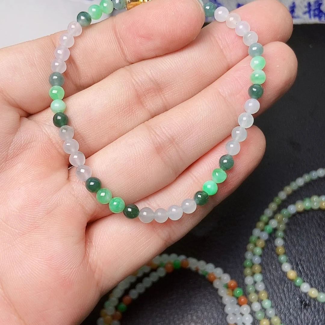 定制翡翠未镶嵌淡****妆手链