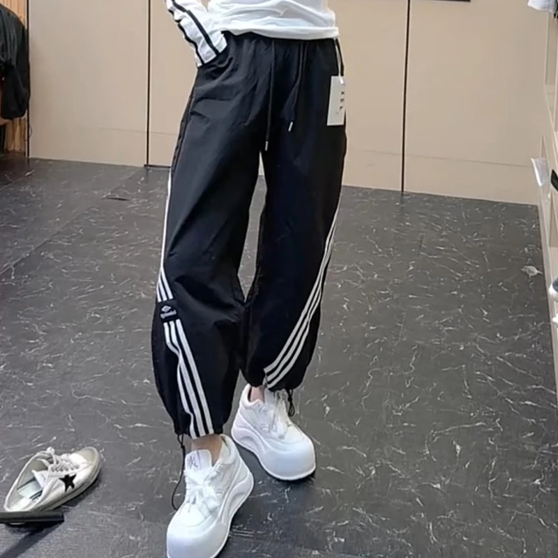 2025年夏季新款运动裤束脚休闲裤九分哈伦裤子松紧腰显瘦洋气百搭