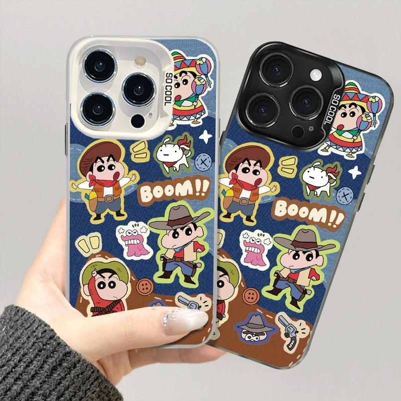 【米卡数码】ins风手机壳创意个性防摔保护套可爱卡通彩银牛仔小新