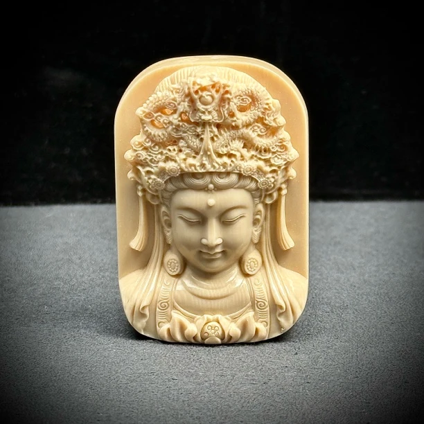 H6681天然猛犸 众宝观音36*52*16.6mm一物一图 假一罚十