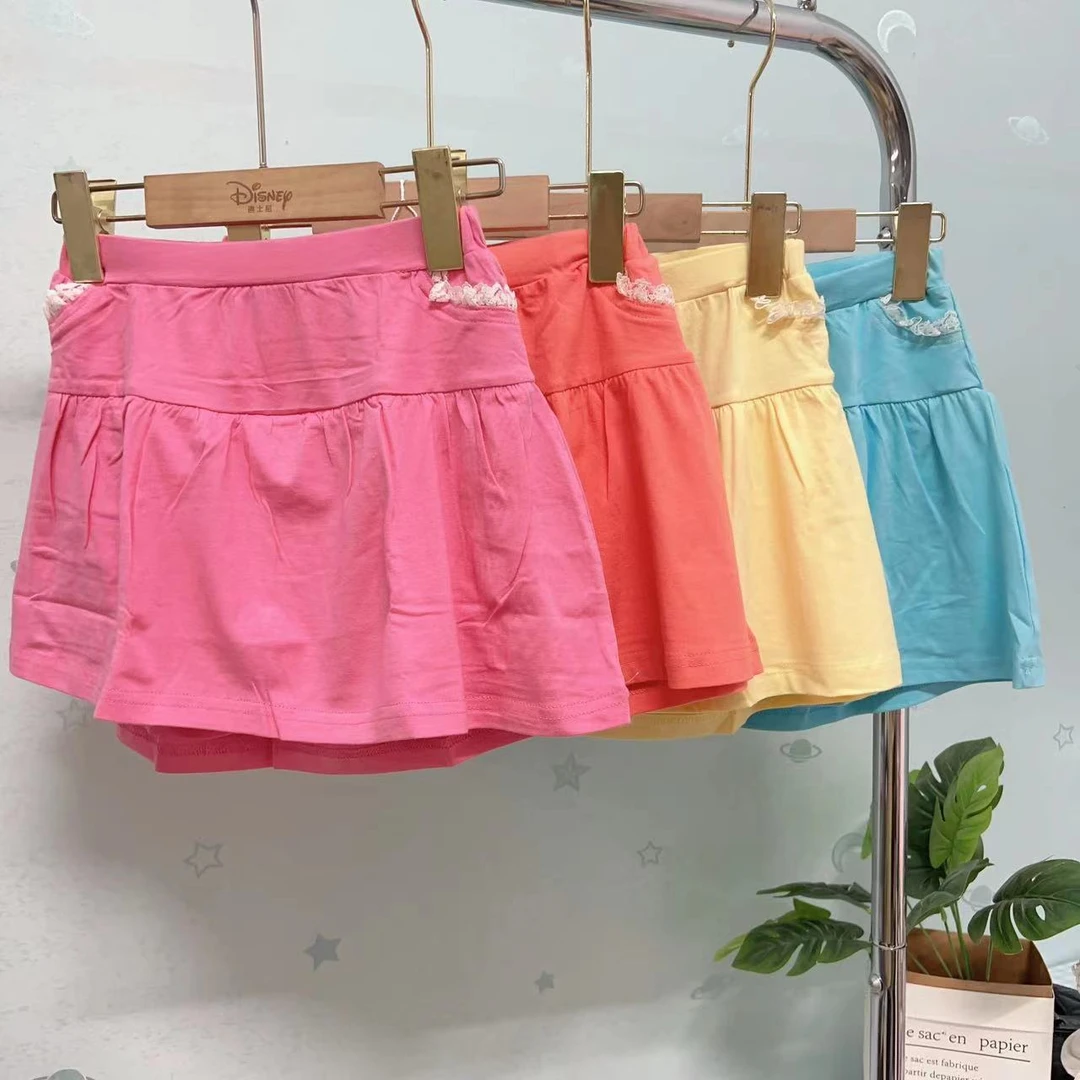 0620女童糖果色防走光夏季花边安全裤弹力舒适短裙纯色女宝