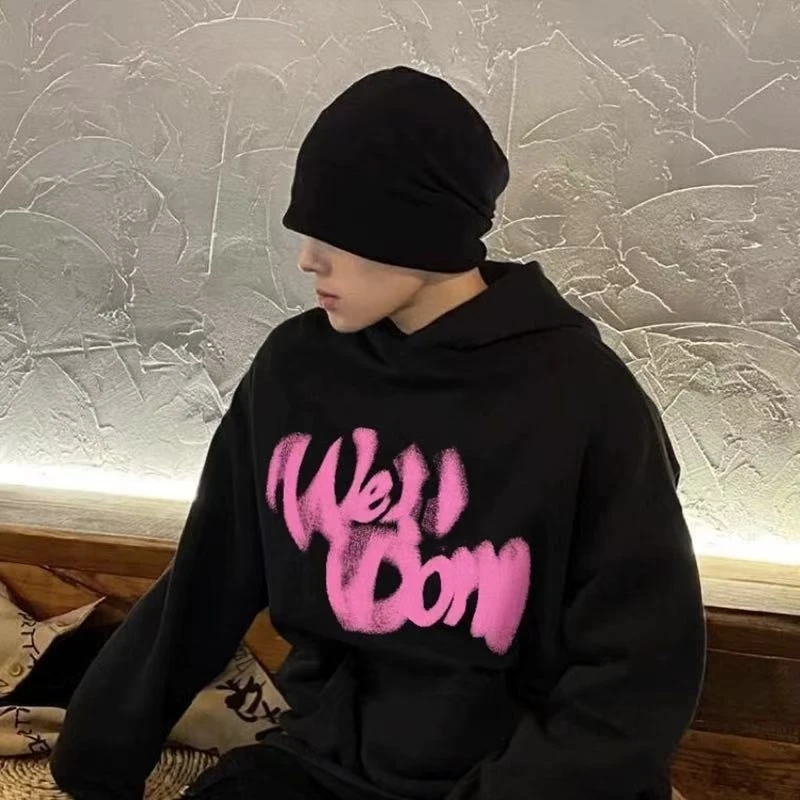 W家！幻影字母加绒连帽卫衣男女同款百搭