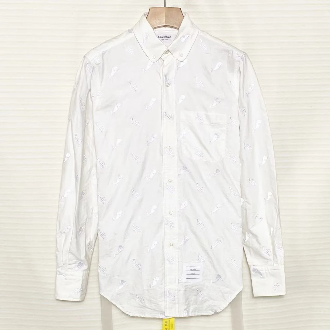 95新 THOMBROWNE 休闲 时尚 刺绣 百搭 衬衫/2码/XG-Y23020