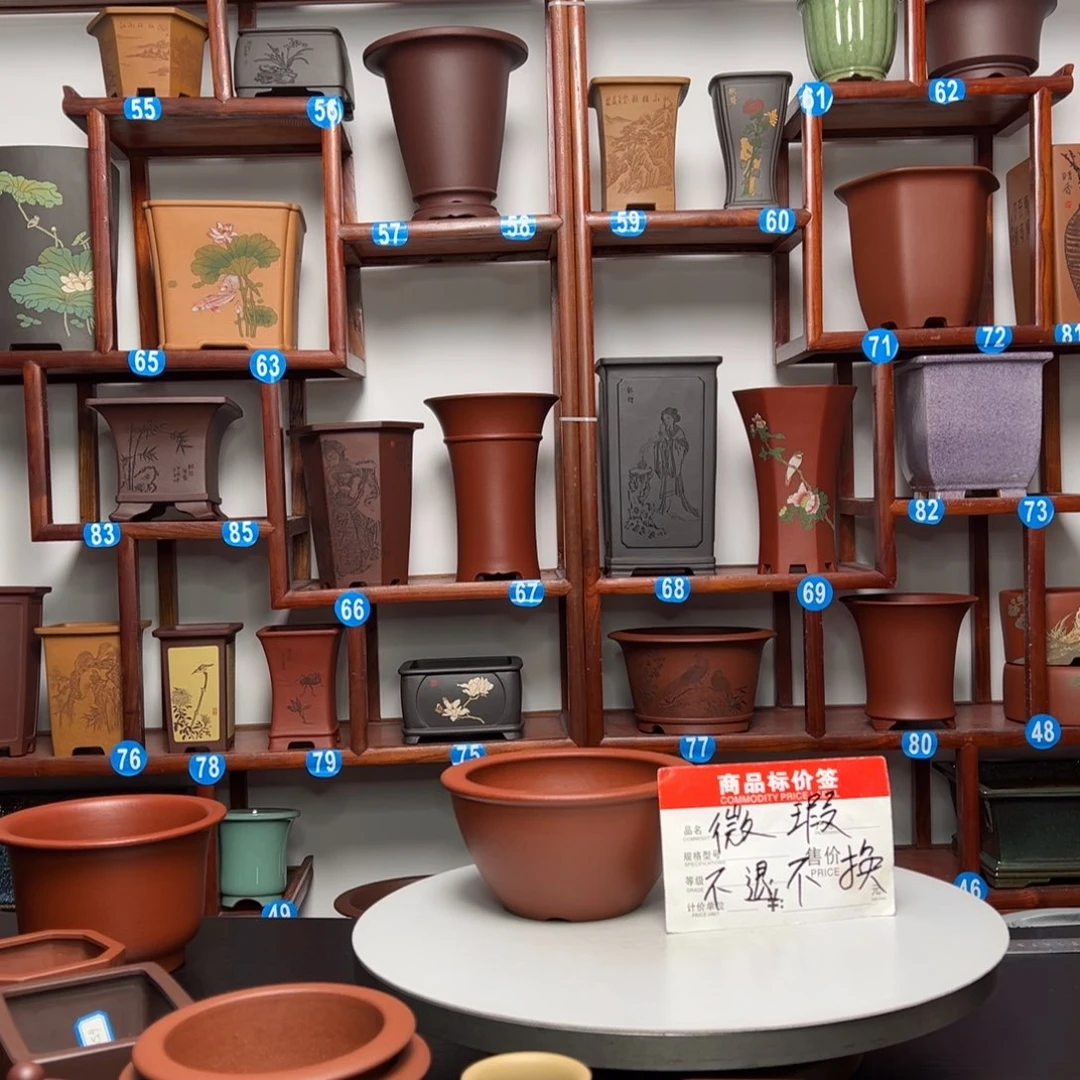 紫砂花盆终***人圆盆花盆