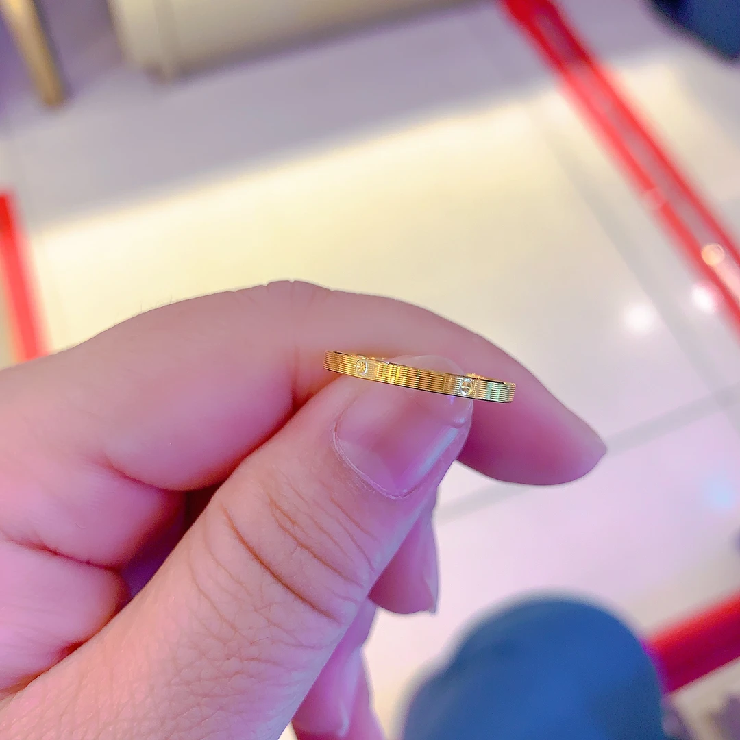 足金卡家拉丝小金条戒指