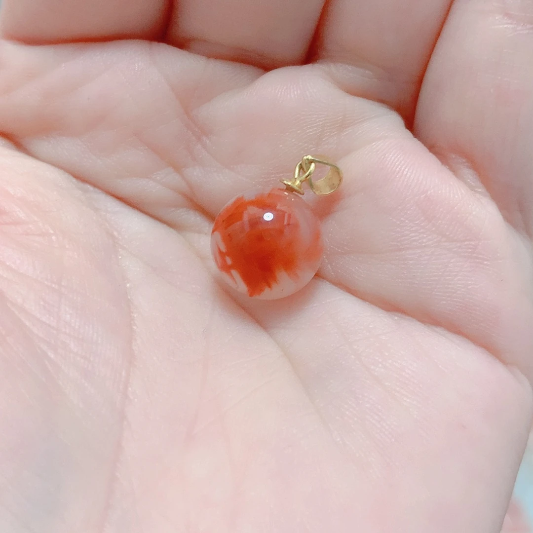 南红玛瑙银S925镶嵌吊坠(不含链)