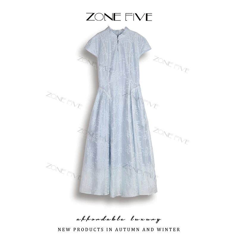 zonefive新中式轻国风刺绣连衣裙女夏季法式复古气质收腰显瘦125