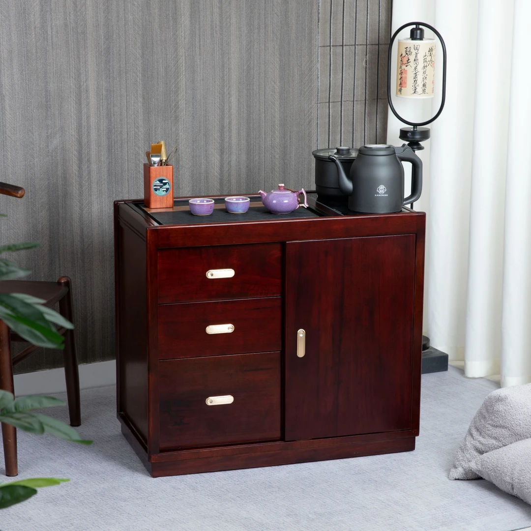 红酸枝茶水柜客厅家用烧水一体泡茶台可移动新中式沙发边几泡茶桌
