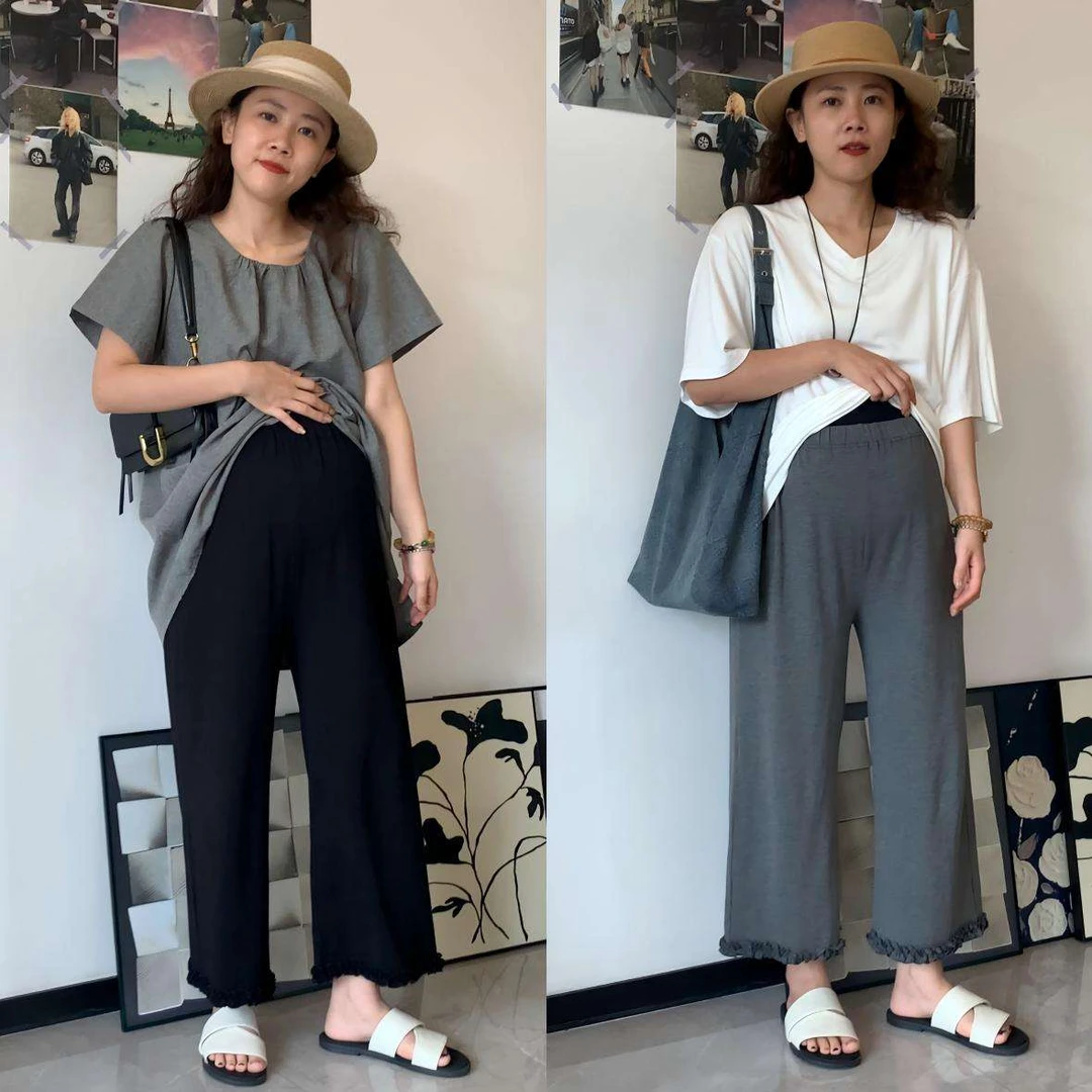 日本穿到280斤孕妇装韩版宽松大码显瘦百搭八九分花边裤休闲直筒