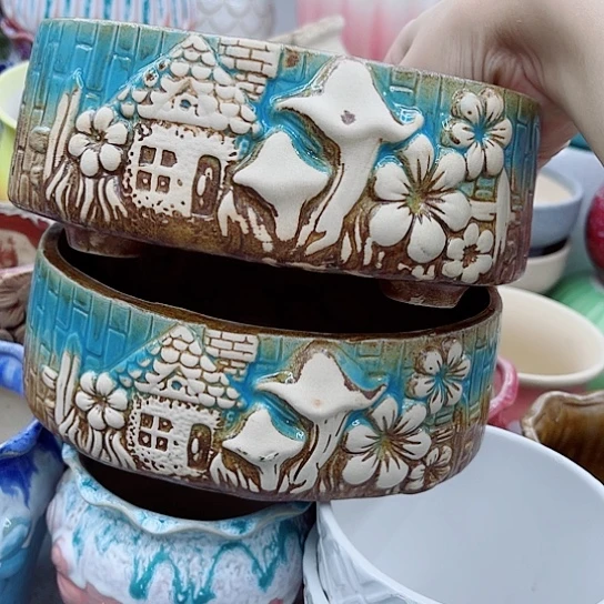 多肉绿植陶瓷花盆9.9包邮