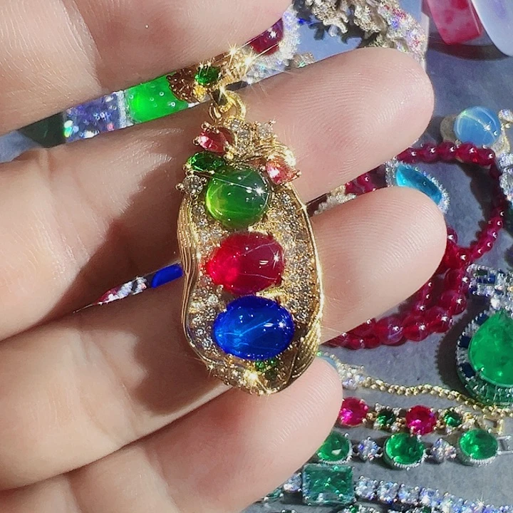 非金属红色蓝色满镶嵌