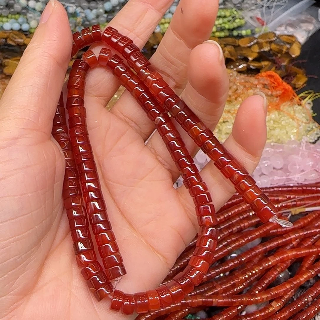 玛瑙/玉髓合金珠宝半成品红玛瑙6mm一条