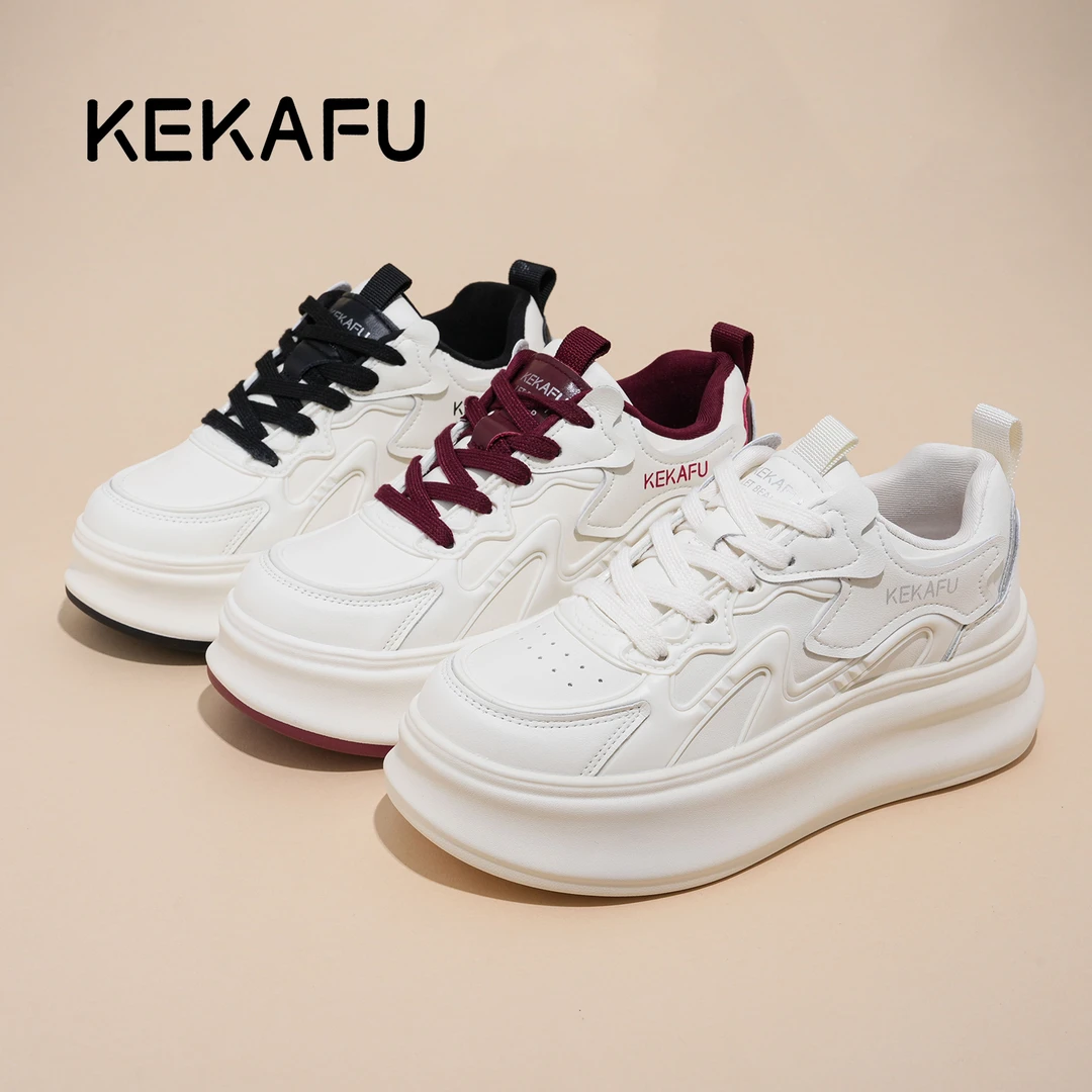 KEKAFU/珂卡芙【隐形增高6CM】小白鞋2025新款厚底百搭时尚休闲女鞋