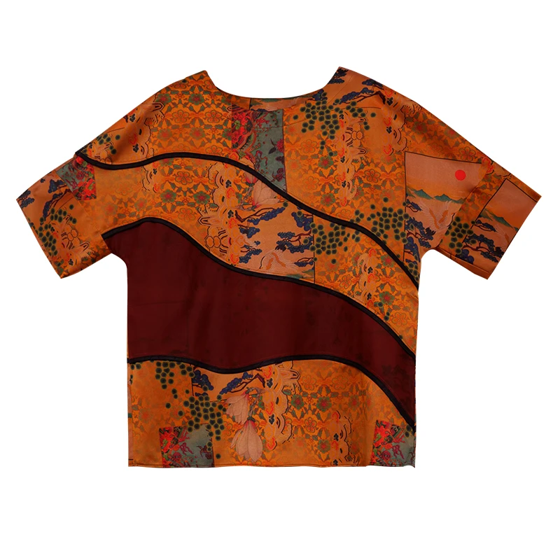 娑尔重锻香云纱花卉上衣 SH1SC02071