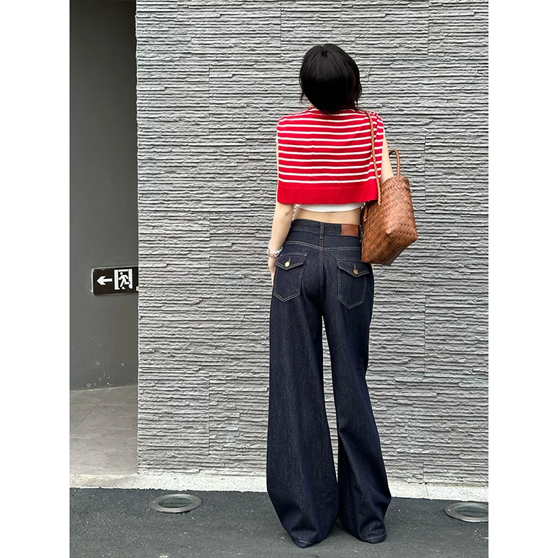 原牛阔腿牛仔裤女2025年秋季新款高腰宽松大裤脚垂感百搭拖地长裤