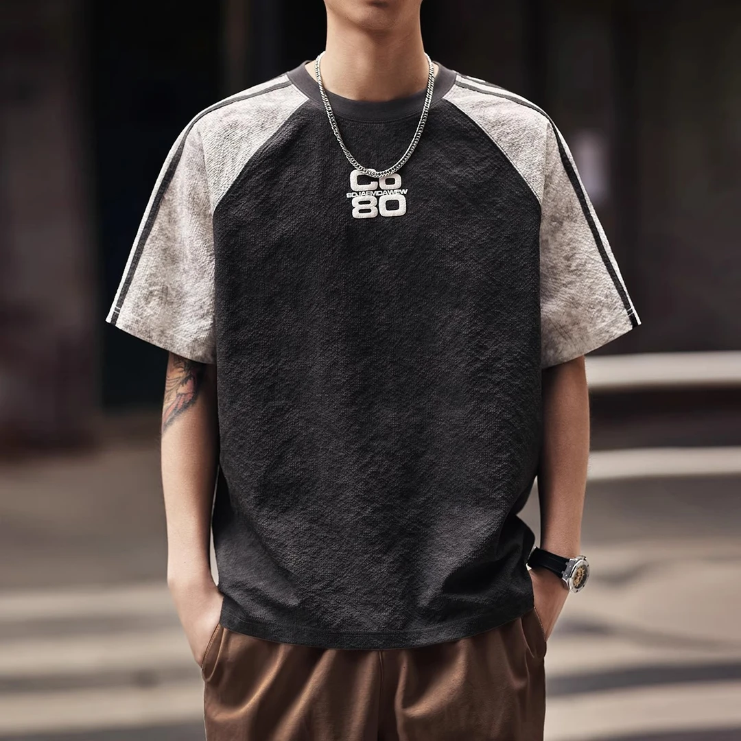 MR.MUDI/穆迪先生美式冰丝速干泡泡纱短袖t恤男士2025夏薄款凉感