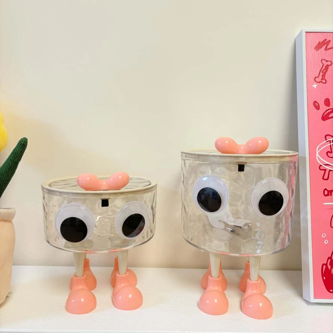 大眼睛收纳桶带盖防尘发饰头绳发卡发夹桌面整理盒收纳皮筋抓夹