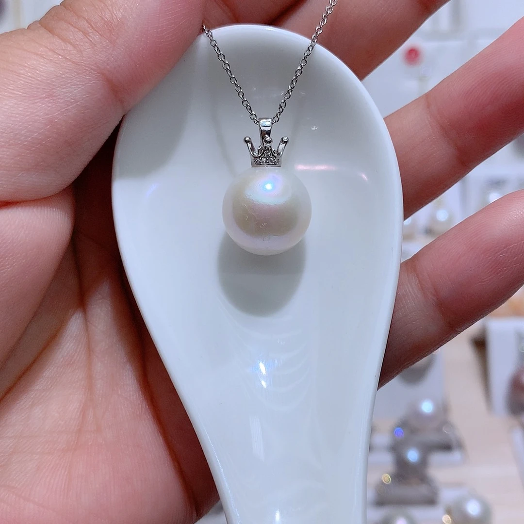 淡水珍珠银S925镶嵌吊坠(赠链)CC 13.5m m