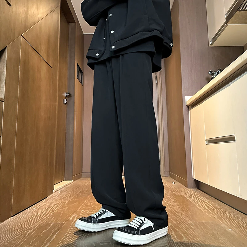 隐匿者男士休闲裤春季新款港风潮流大码百搭垂感男士直筒长西裤男