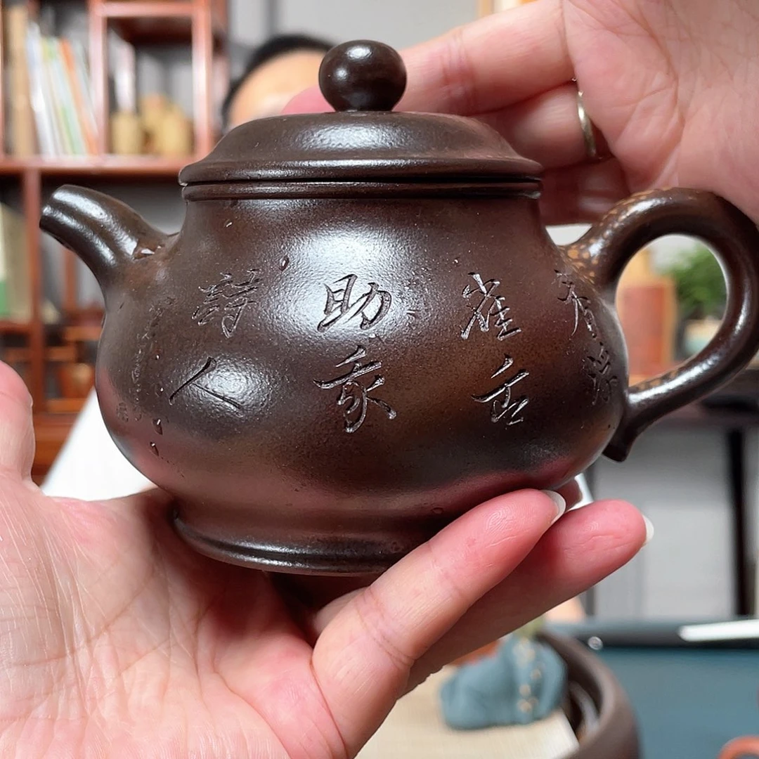 茶壶紫泥古龙窑柴烧深井老紫泥潘壶