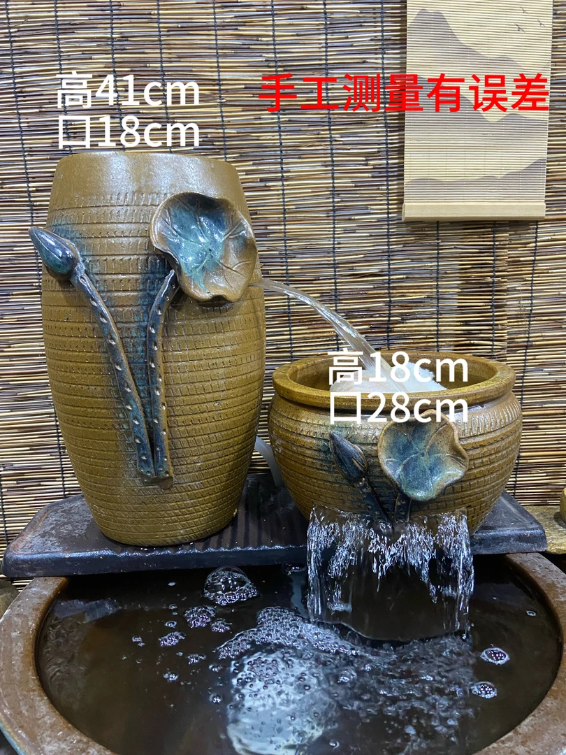 手工荷叶瀑布流水过滤打氧流水摆件