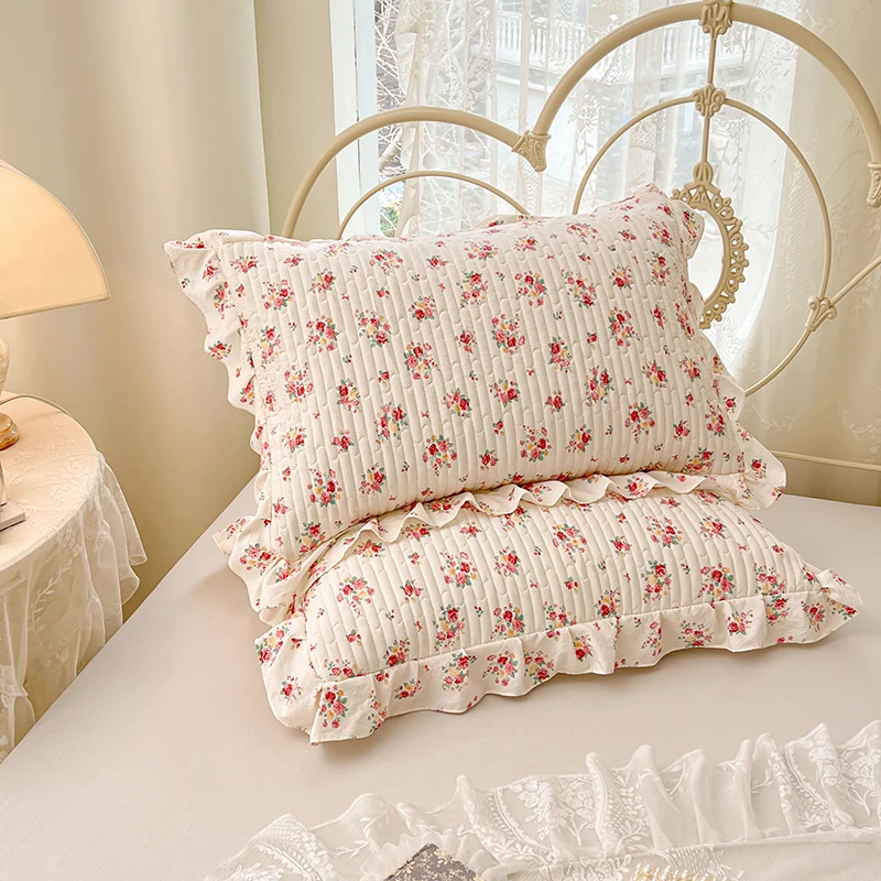 碎花可爱云朵棉夹棉花边枕套单人一只装枕芯内胆套深度睡眠枕头