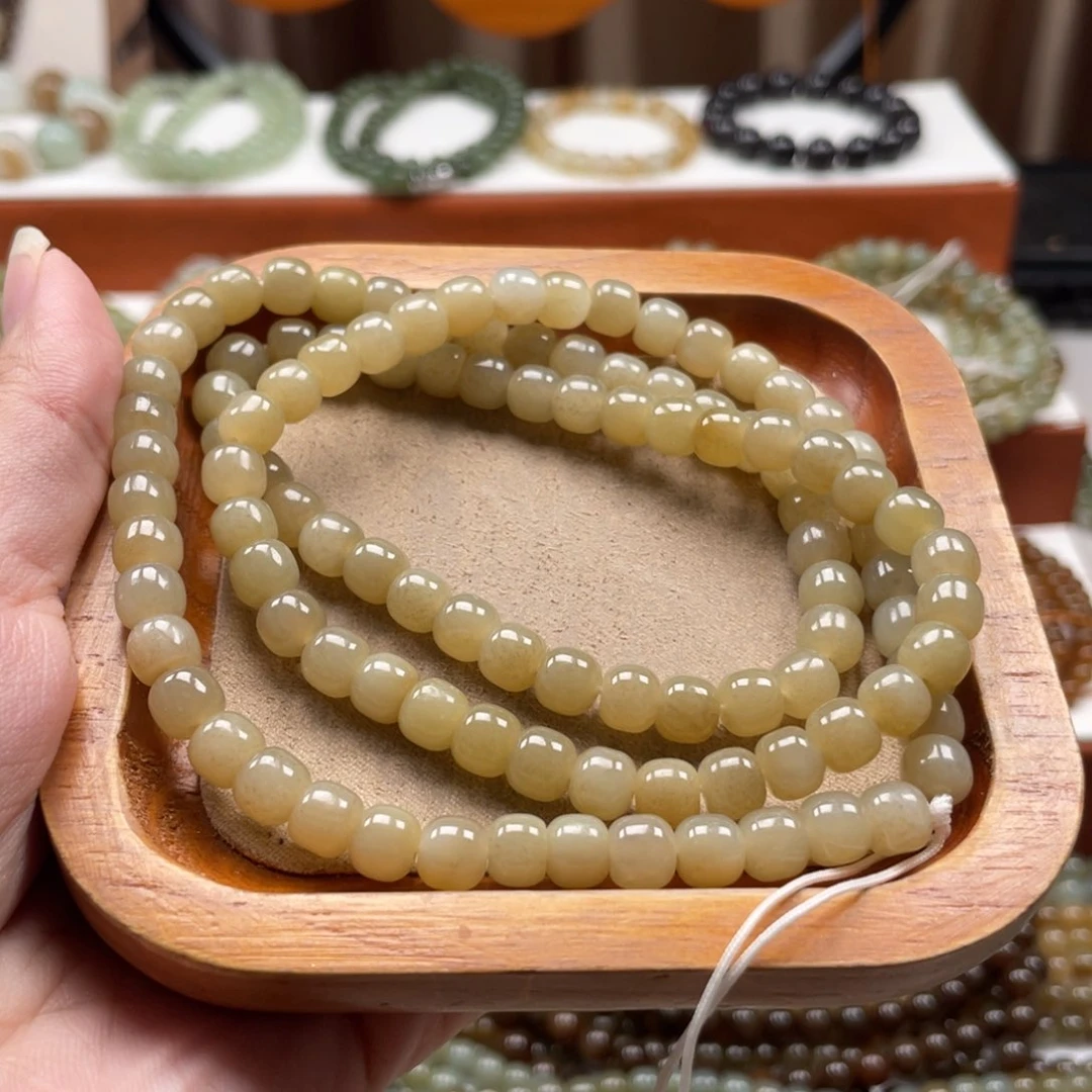 和田玉未镶嵌毛衣链珠串6*7mm