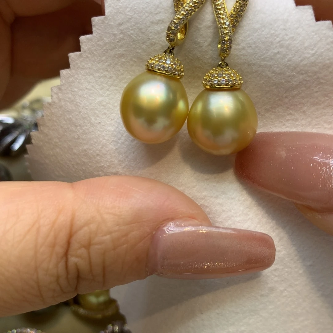 银S925镶嵌耳饰海水珍珠