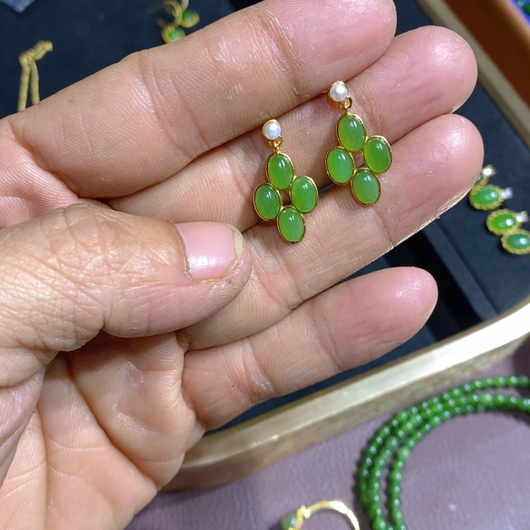 和田玉（碧玉）颈饰银S925镶嵌