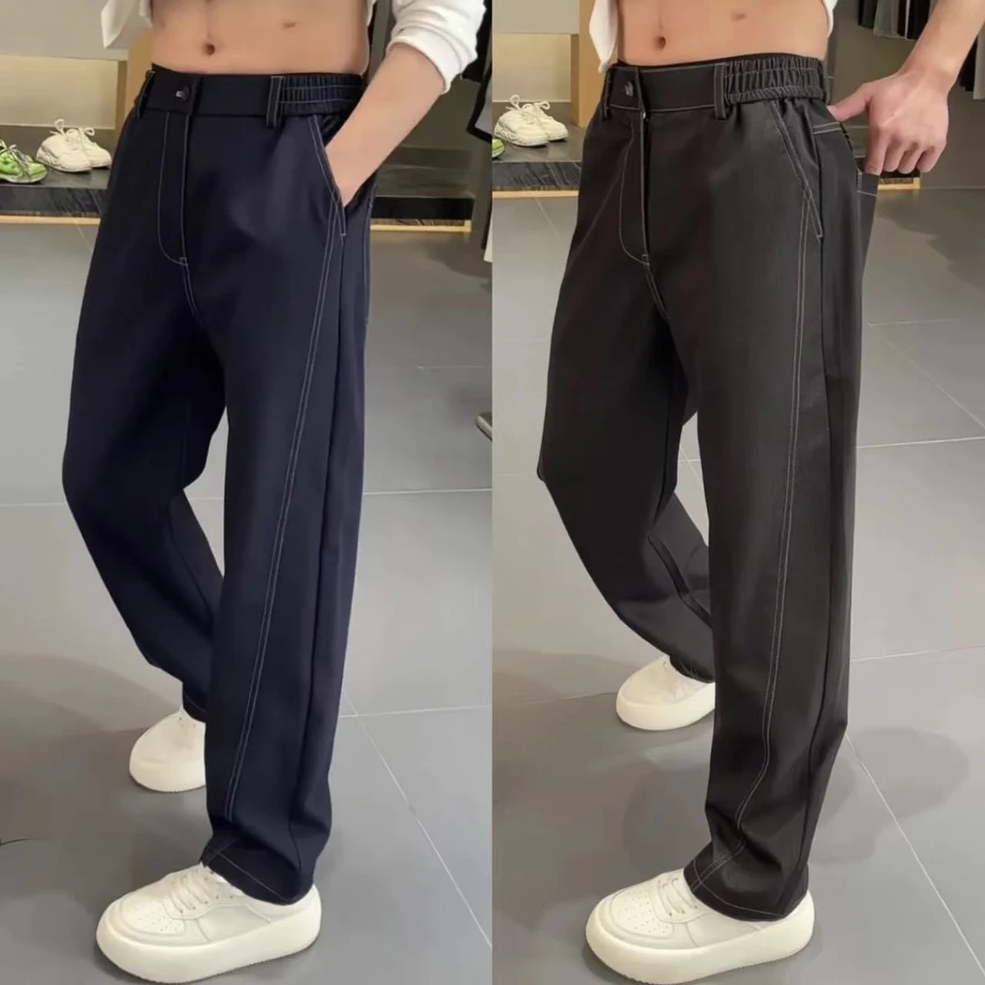 春夏男士新款阳离子垂感直筒牛仔裤时尚百搭宽松透气阔腿休闲长裤