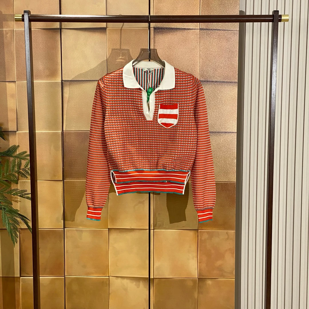 99新 FENDI/芬迪 Fendi撞色条纹Polo衫/42码/99新/28259
