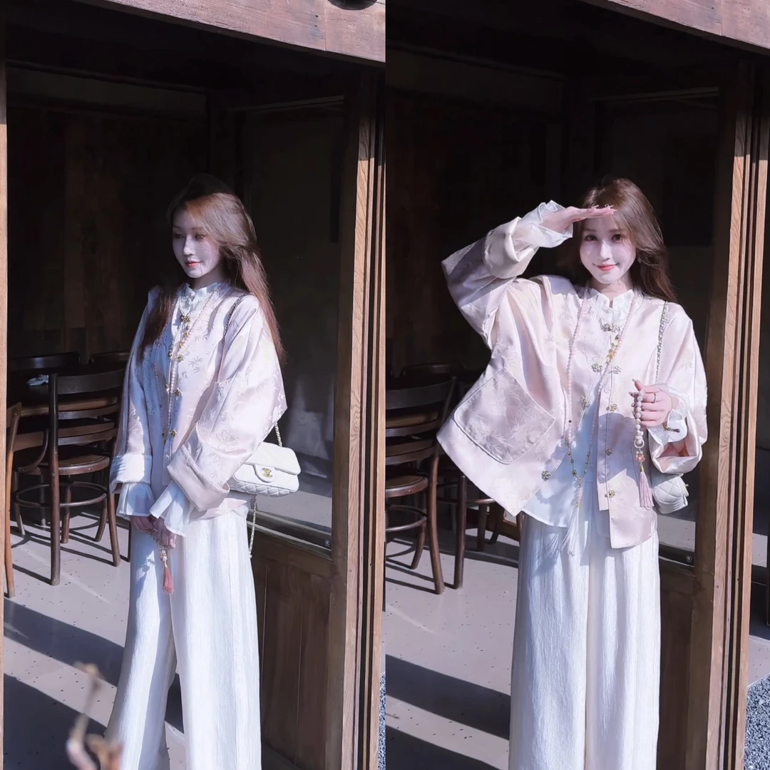 【婷婷】《紫砂壶》满身竹叶繁花提花新中式国风外套 TT2SQTM2168【Q】