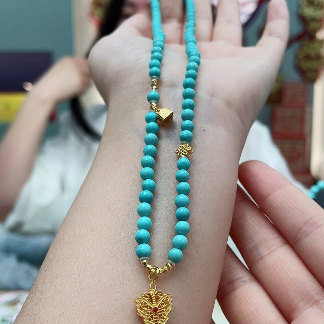 绿松石颈饰18K金镶嵌