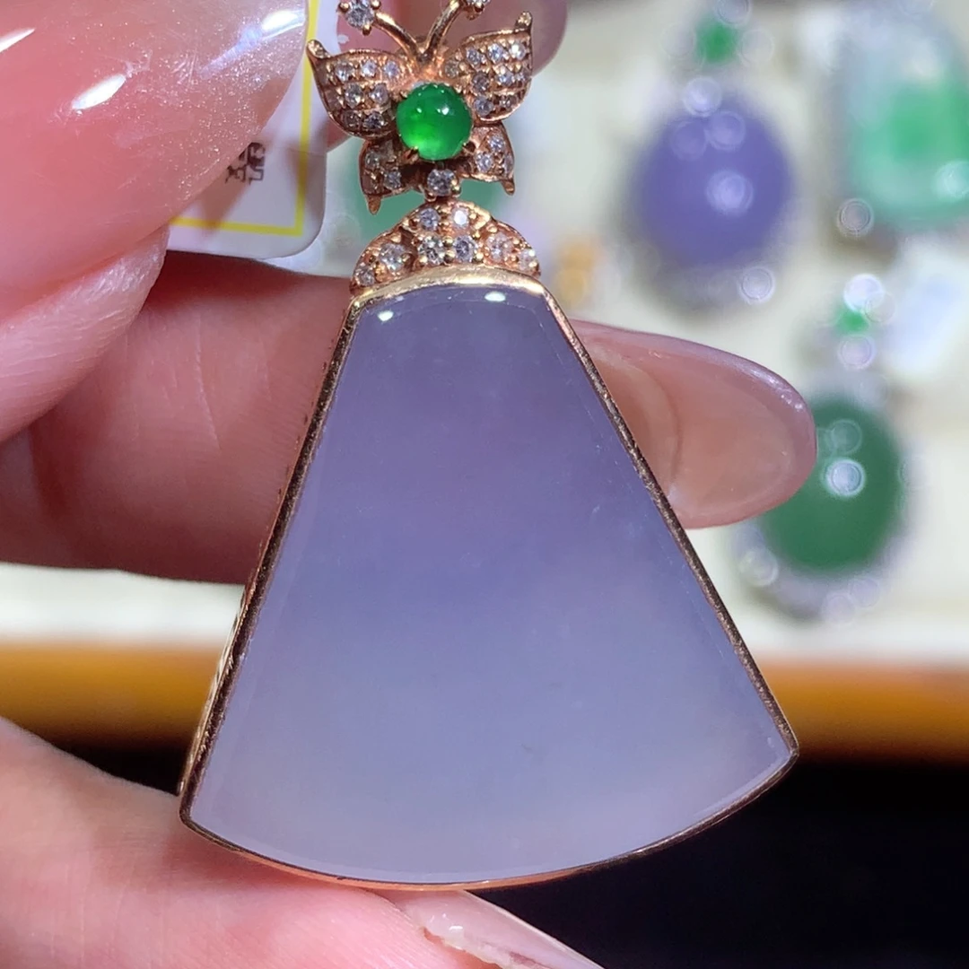 翡翠18K金镶嵌吊坠(不含链)