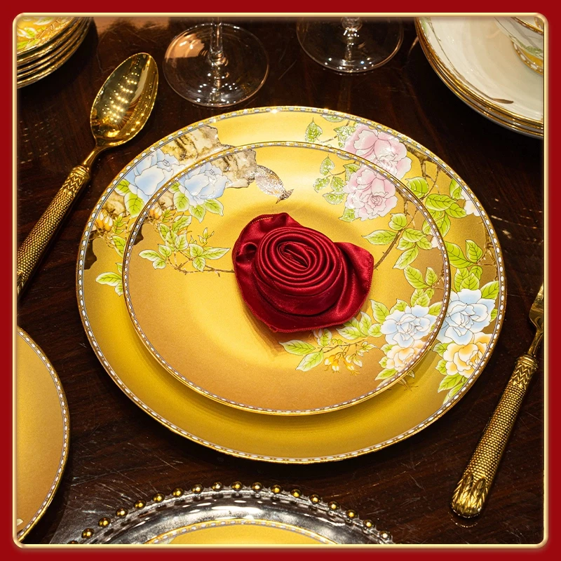 洛威景德镇骨瓷盘子深盘碟子菜盘家用中式盘子餐具菜碟餐盘碗陶瓷