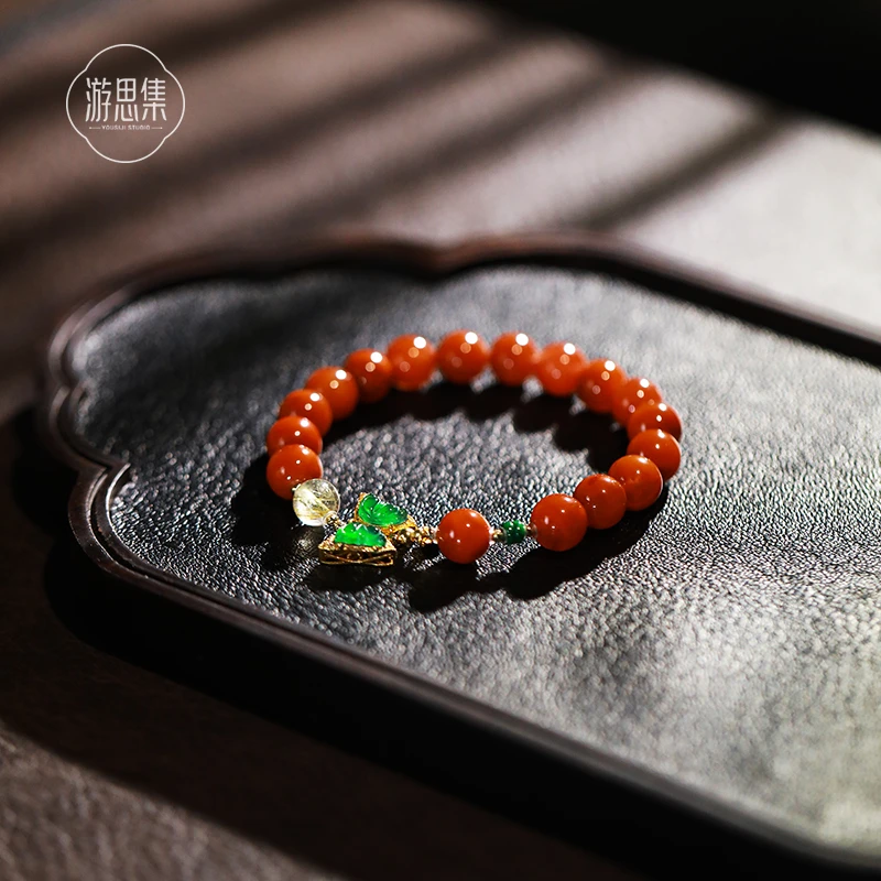 游思集【浮盏手串】天然南红红色翡翠18k金新年精致显白高级大气