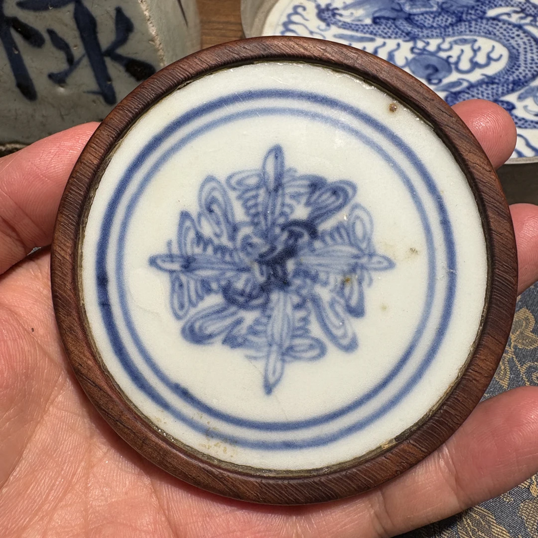 青花十字杵瓷片标本文创茶托茶垫全手工制作顺丰包邮