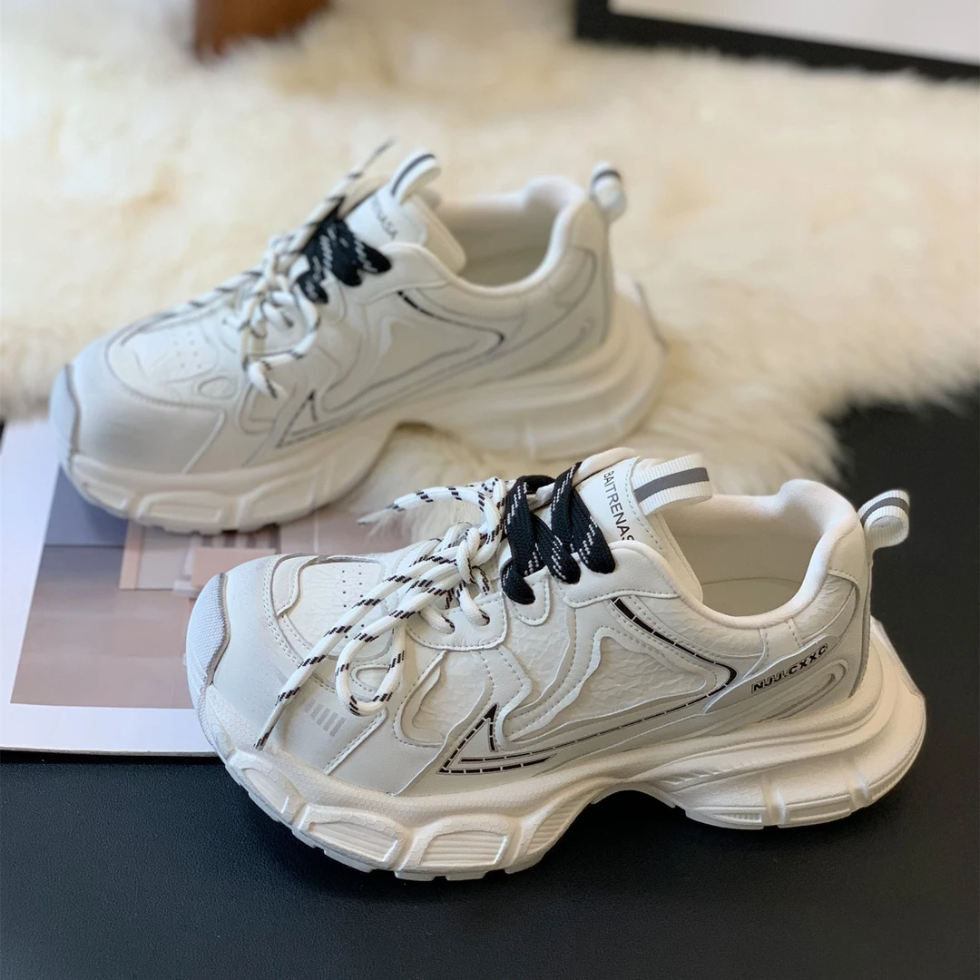 复古双鞋带百搭高级感休闲鞋女2025秋季新款时尚潮流显脚小老爹鞋