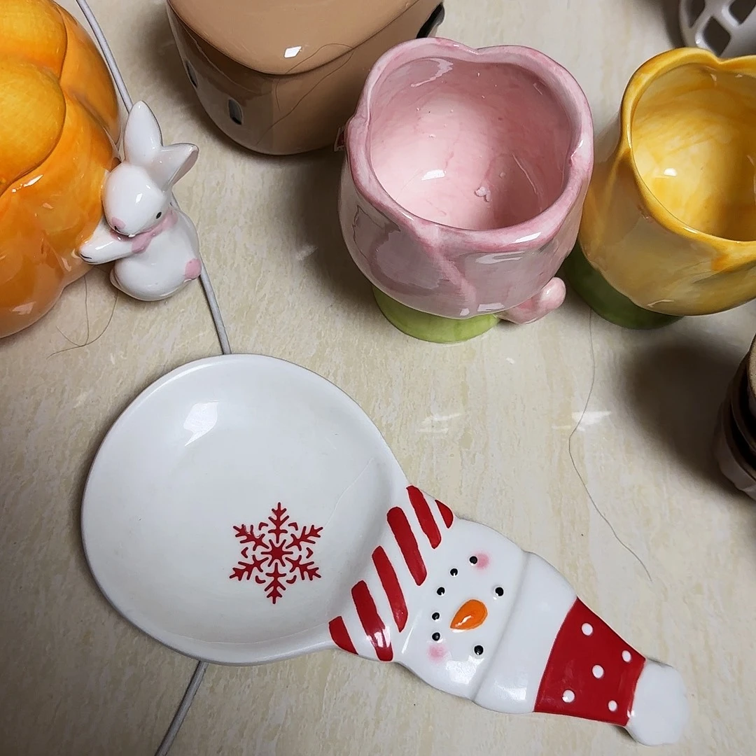 摆件默认微瑕陶瓷不退不换雪人大